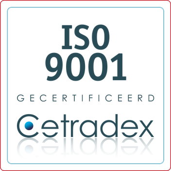 ISO 9001-keurmerk, afgegeven door Cetradex Certificatie